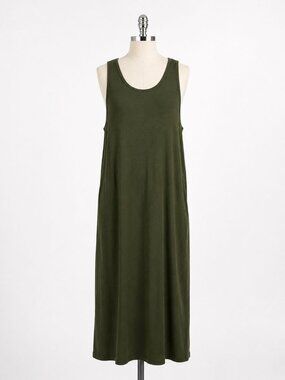 Unbound Merino Travel Dress Size XL Olive Green Merino Wool Sleeveless